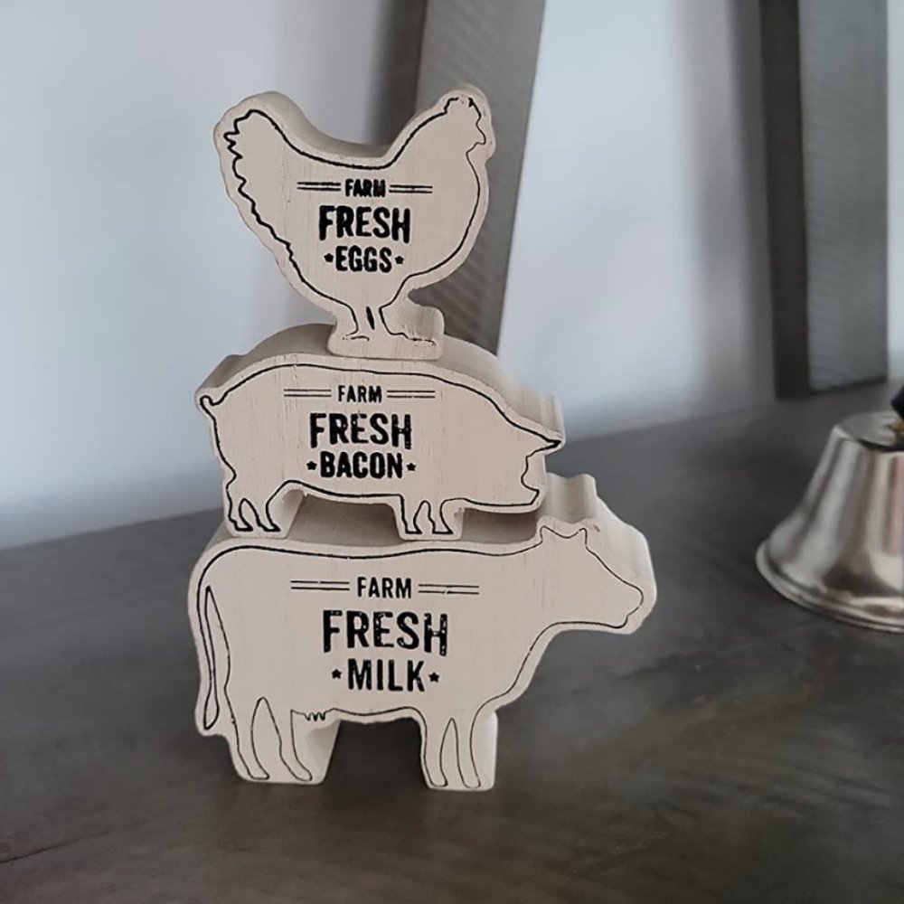 Animal Wood Shelf Sitter Stack